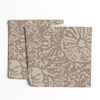 24" LARGE Mushroom/Khaki Floral Block Print