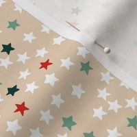 Christmas stars and sparkly night magic seasonal minimal design night beige sand green red