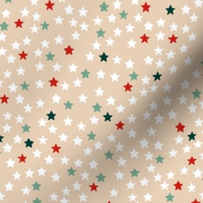 Christmas stars and sparkly night magic seasonal minimal design night beige sand green red