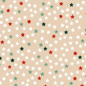 Christmas stars and sparkly night magic seasonal minimal design night beige sand green red