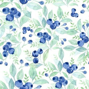 7" watercolor summer forest blueberries 