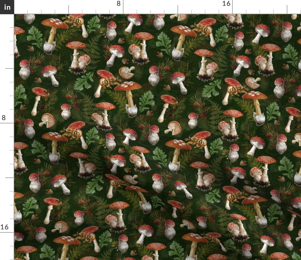 8" fungi kingdom - colorful mushrooms on green-Psychadelic  Mushroom Wallpaper