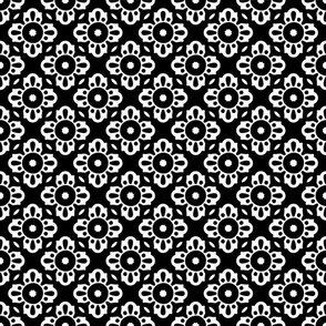 Geometric Flowers - Black   White
