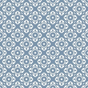 Geometric Flowers - Blue-Grey