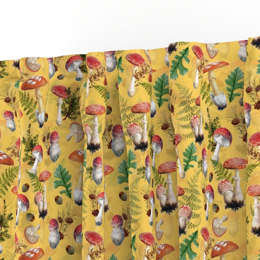 8"  fungi kingdom - colorful mushrooms on yellow-Dramatic Psychadelic  Mushroom Wallpaper