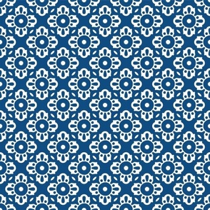 Geometric Flowers - Classic Blue