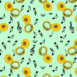 Tuba Music Notes Pattern Color