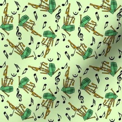 Bagpipes Music Note Pattern Light Green