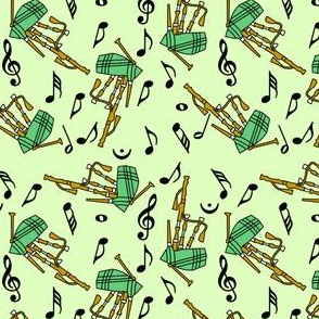 Bagpipes Music Note Pattern Light Green