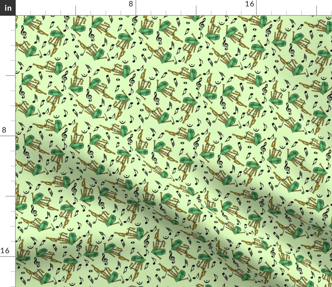 Bagpipes Music Note Pattern Light Green