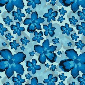 Photo Abstracted flowers  - Blue and blue Large scale