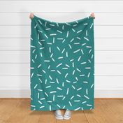 White Sprinkles on teal - large scale