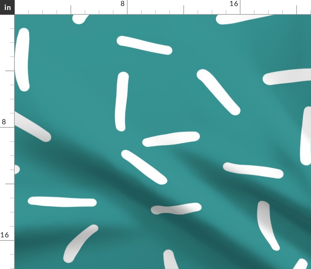 White Sprinkles on teal - large scale