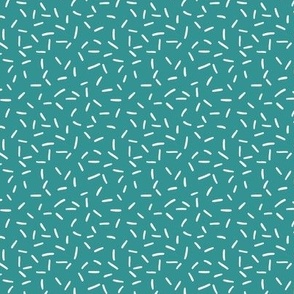 White Sprinkles on teal - tiny scale