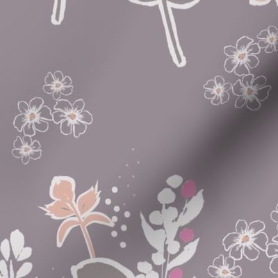Aimee's Bouquet- Pink/White Outline on Heather