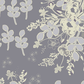 Aimee's Soft Bouquet- Cream/Lt.Lavender on Grey