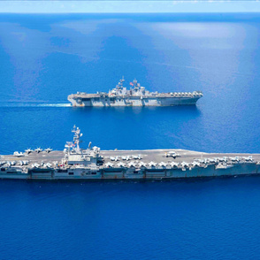  74-2 Amphibious Assault Ship USS Aircraft Carrier USS Ronald Reagan &Boxer in the South China Sea - 1 yd H