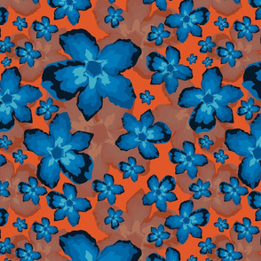 Photo Abstracted flowers  - Orange and blue Large scale
