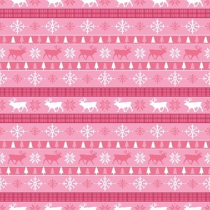 Pink Reindeer Fair Isle