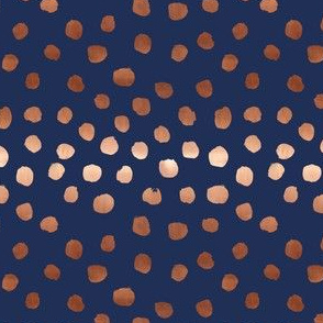 SMALL rose gold navy fabric dots painted dot fabric