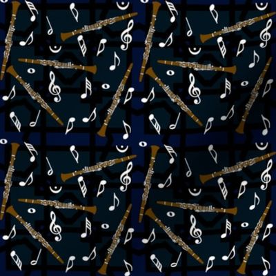 Clarinet White Music Note Pattern