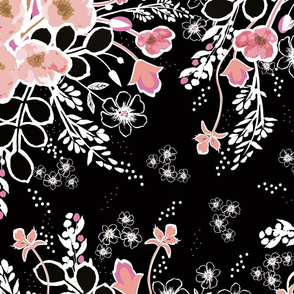 Aimee's Soft Bouquet- Pink/White Cutout on Black