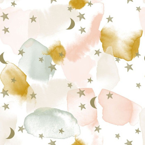 blush sage and gold stars and moons