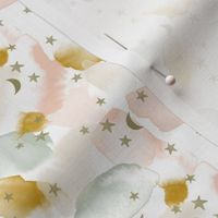 small blush sage and gold stars and moons