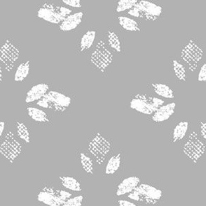 Block Printed Petals Vol. 5 Grey for Baby Clothing, Quilts, Wallpaper, & Tea Towels