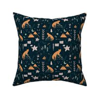 Woodland Scandi Fox Scene on Navy