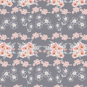  Flower Parade – Pink and White on Dark Grey 