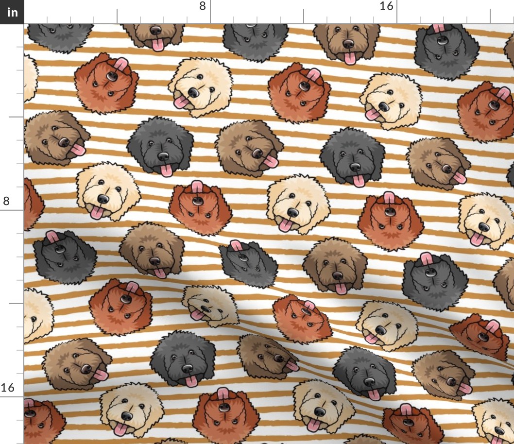 all the doodles - cute goldendoodle dog breed - mustard stripes  - LAD20