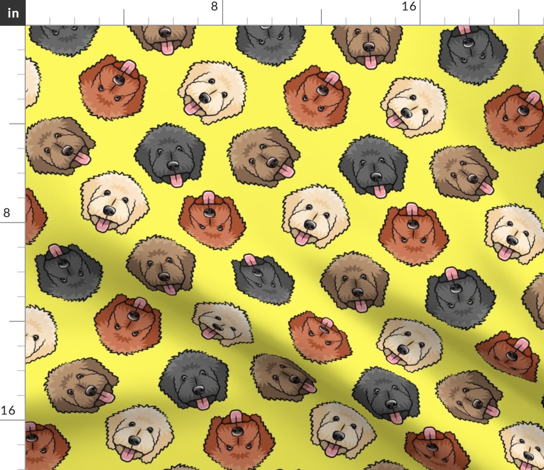 all the doodles - cute goldendoodle dog breed - bright yellow - LAD20