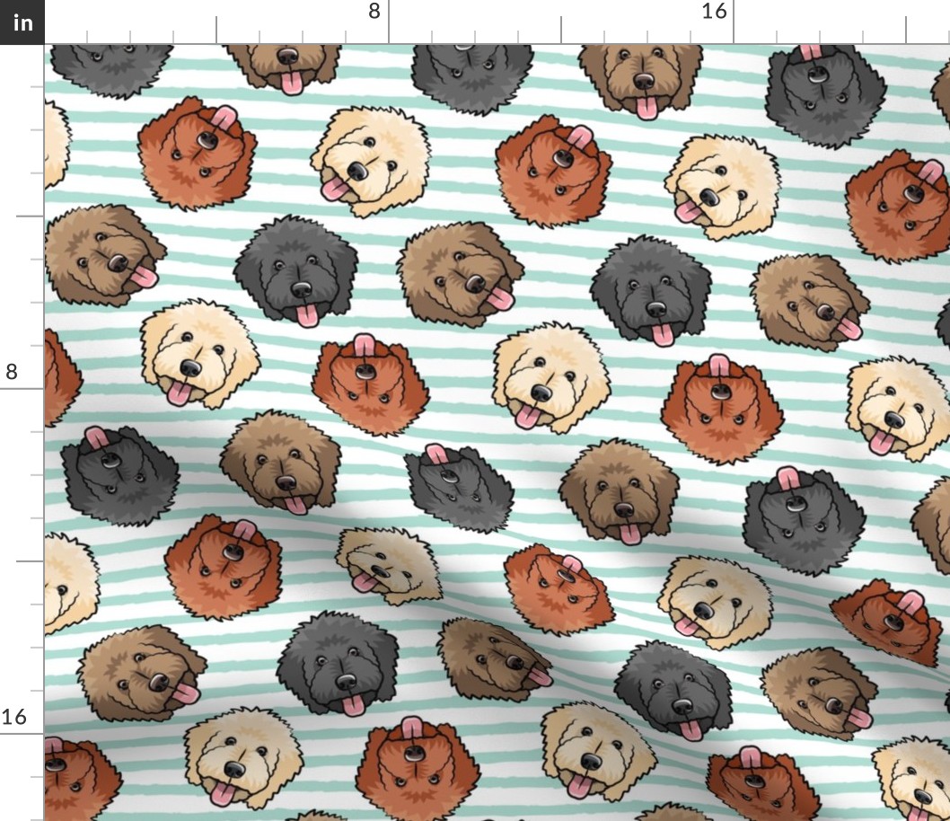 all the doodles - cute goldendoodle dog breed - aqua stripes - LAD20