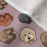 (small scale) all the doodles - cute goldendoodle dog breed - mauve - LAD20