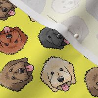 (small scale) all the doodles - cute goldendoodle dog breed - bright yellow - LAD20