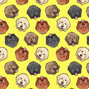 (small scale) all the doodles - cute goldendoodle dog breed - bright yellow - LAD20