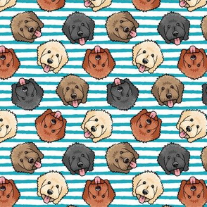 (small scale) all the doodles - cute goldendoodle dog breed - blue stripes - LAD20