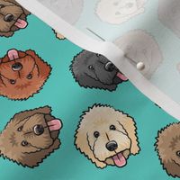 (small scale) all the doodles - cute goldendoodle dog breed - teal - LAD20