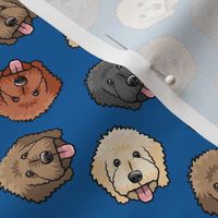 (small scale) all the doodles - cute goldendoodle dog breed - royal blue - LAD20