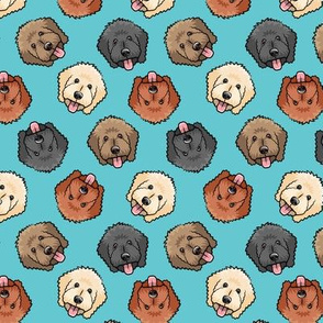 (small scale) all the doodles - cute goldendoodle dog breed - blue - LAD20
