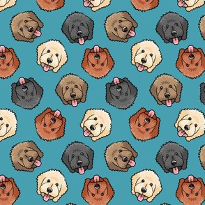 (small scale) all the doodles - cute goldendoodle dog breed - slate blue - LAD20