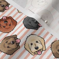 (small scale) all the doodles - cute goldendoodle dog breed - pink stripes - LAD20