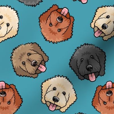 all the doodles - cute goldendoodle dog breed - slate blue - LAD20