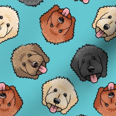 all the doodles - cute goldendoodle dog breed - blue - LAD20