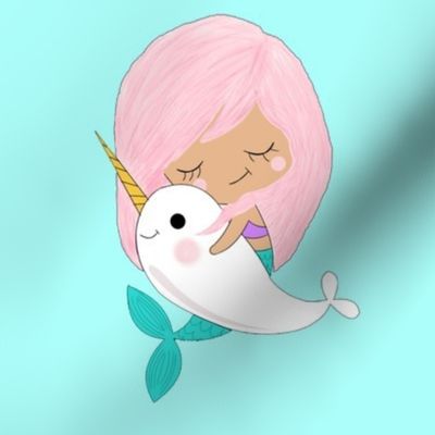 Mermaid and narwhal