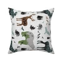 Forest animals on linen - Rotated