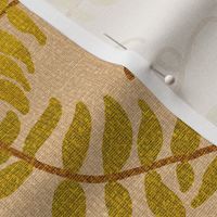 Gold Vine on Linen Texture