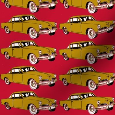 golden 1953 Studebaker on red background-ch-ch