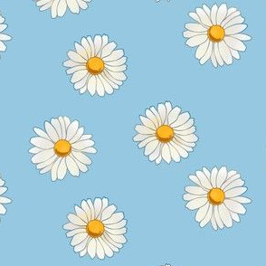 daisies on pastel blue